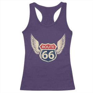 Vintage Route Highway 66 Highway Road Trip Sign Racerback Tank Top TS11 Purple Print Your Wear