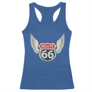 Vintage Route Highway 66 Highway Road Trip Sign Racerback Tank Top TS11 Royal Blue Print Your Wear