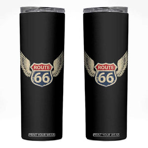 Vintage Route Highway 66 Highway Road Trip Sign Skinny Tumbler TS11 Black Print Your Wear