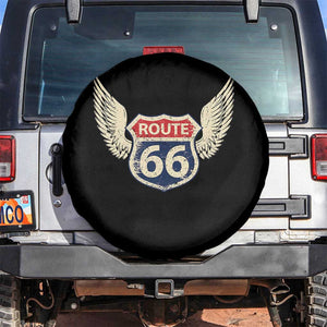 Vintage Route Highway 66 Highway Road Trip Sign Spare Tire Cover TS11 No hole Black Print Your Wear