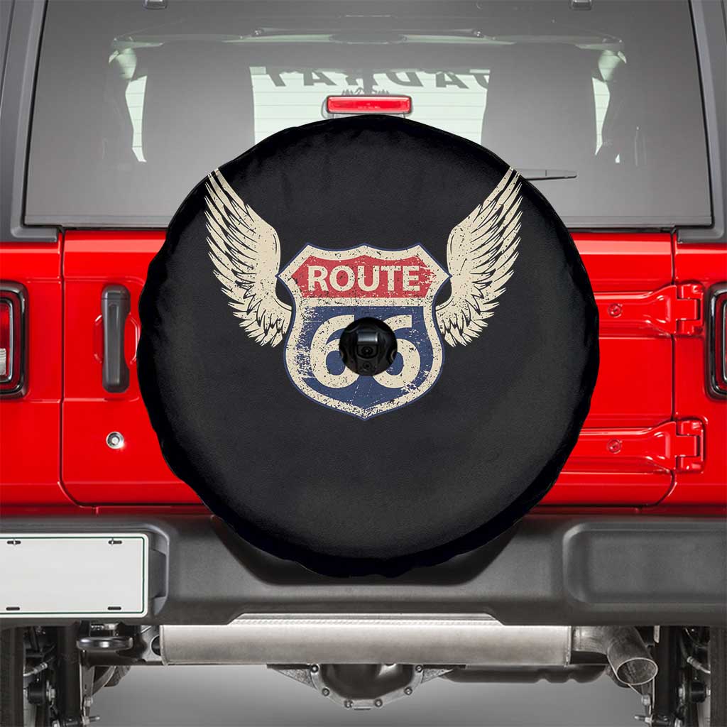 Vintage Route Highway 66 Highway Road Trip Sign Spare Tire Cover TS11 Black Print Your Wear