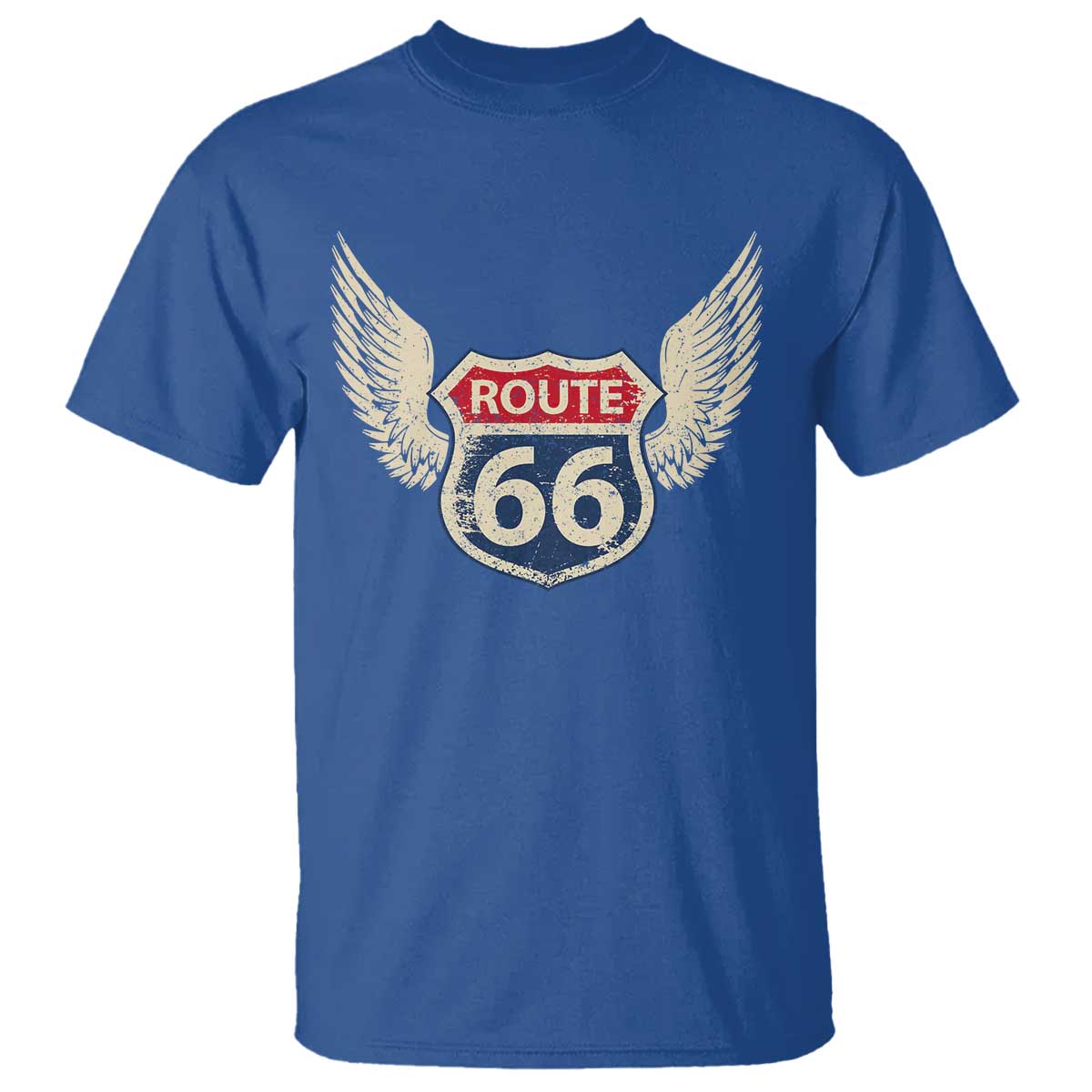 Vintage Route Highway 66 Highway Road Trip Sign T Shirt TS11 Royal Blue Print Your Wear