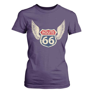 Vintage Route Highway 66 Highway Road Trip Sign T Shirt For Women TS11 Purple Print Your Wear
