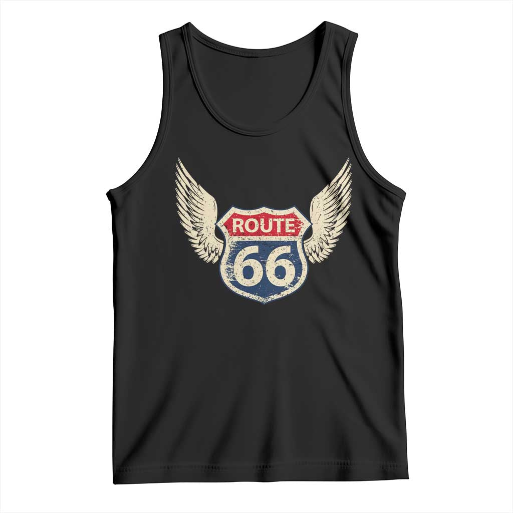 Vintage Route Highway 66 Highway Road Trip Sign Tank Top TS11 Black Print Your Wear