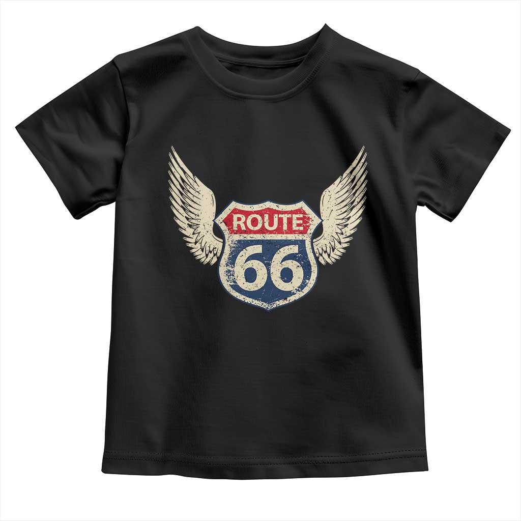 Vintage Route Highway 66 Highway Road Trip Sign Toddler T Shirt TS11 Black Print Your Wear