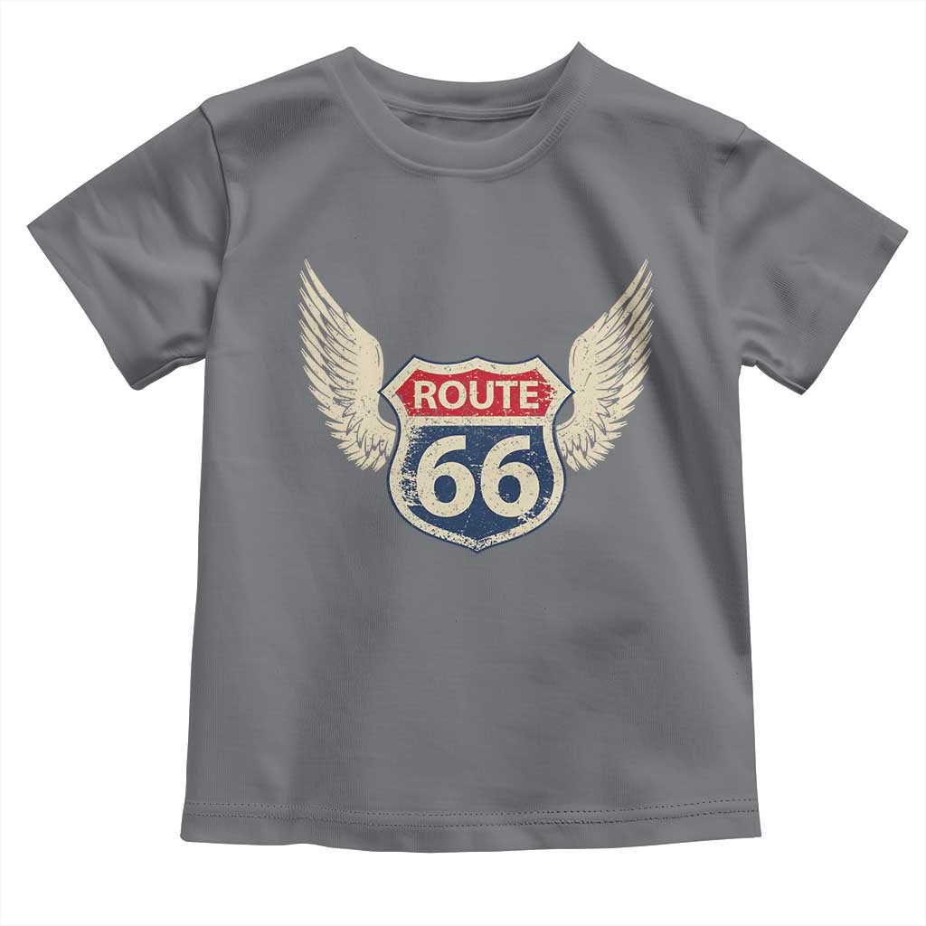Vintage Route Highway 66 Highway Road Trip Sign Toddler T Shirt TS11 Charcoal Print Your Wear