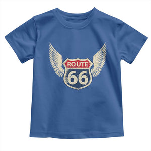 Vintage Route Highway 66 Highway Road Trip Sign Toddler T Shirt TS11 Royal Blue Print Your Wear