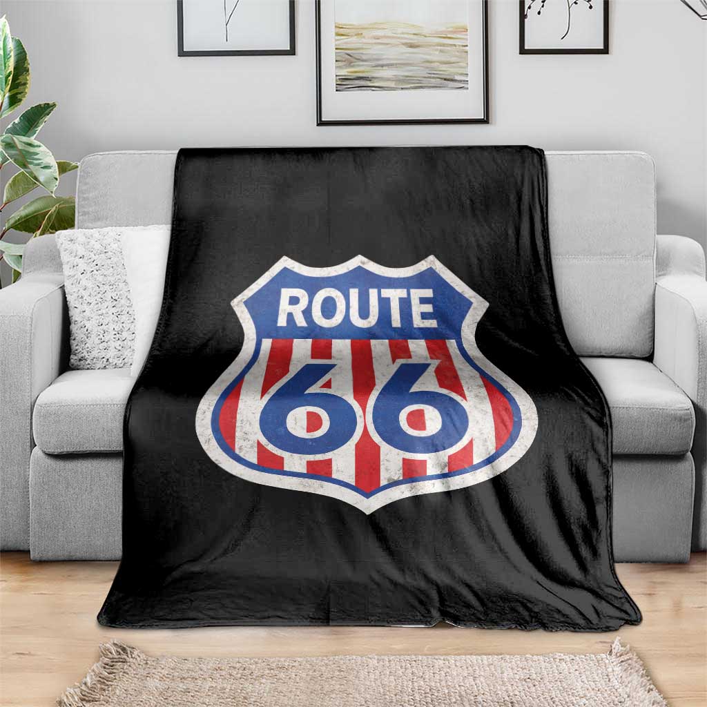 Vintage Route Highway 66 Historical Sign Distressed American Flag Road Trip Throw Blanket TS11 Print Your Wear