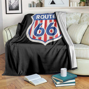 Vintage Route Highway 66 Historical Sign Distressed American Flag Road Trip Throw Blanket TS11 Print Your Wear