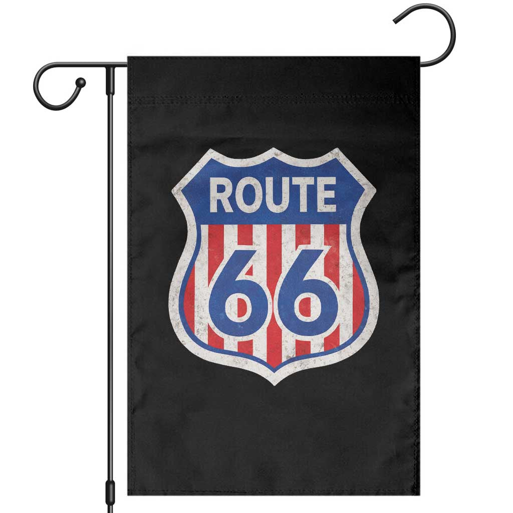 Vintage Route Highway 66 Historical Sign Distressed American Flag Road Trip Garden Flag TS11 Black Print Your Wear