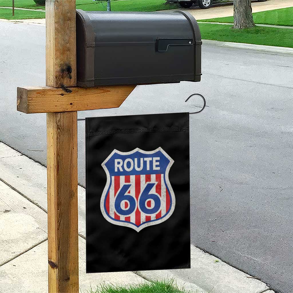 Vintage Route Highway 66 Historical Sign Distressed American Flag Road Trip Garden Flag TS11 Print Your Wear