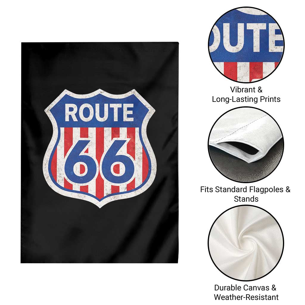 Vintage Route Highway 66 Historical Sign Distressed American Flag Road Trip Garden Flag TS11 Print Your Wear