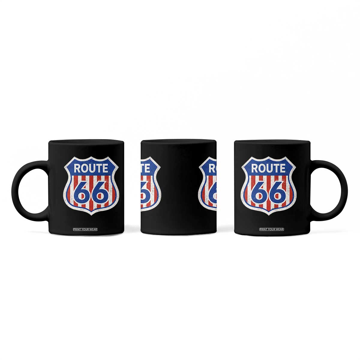Vintage Route Highway 66 Historical Sign Distressed American Flag Road Trip Coffee Mug TS11 Print Your Wear