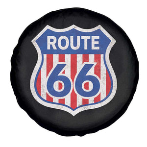 Vintage Route Highway 66 Historical Sign Distressed American Flag Road Trip Spare Tire Cover TS11 Print Your Wear