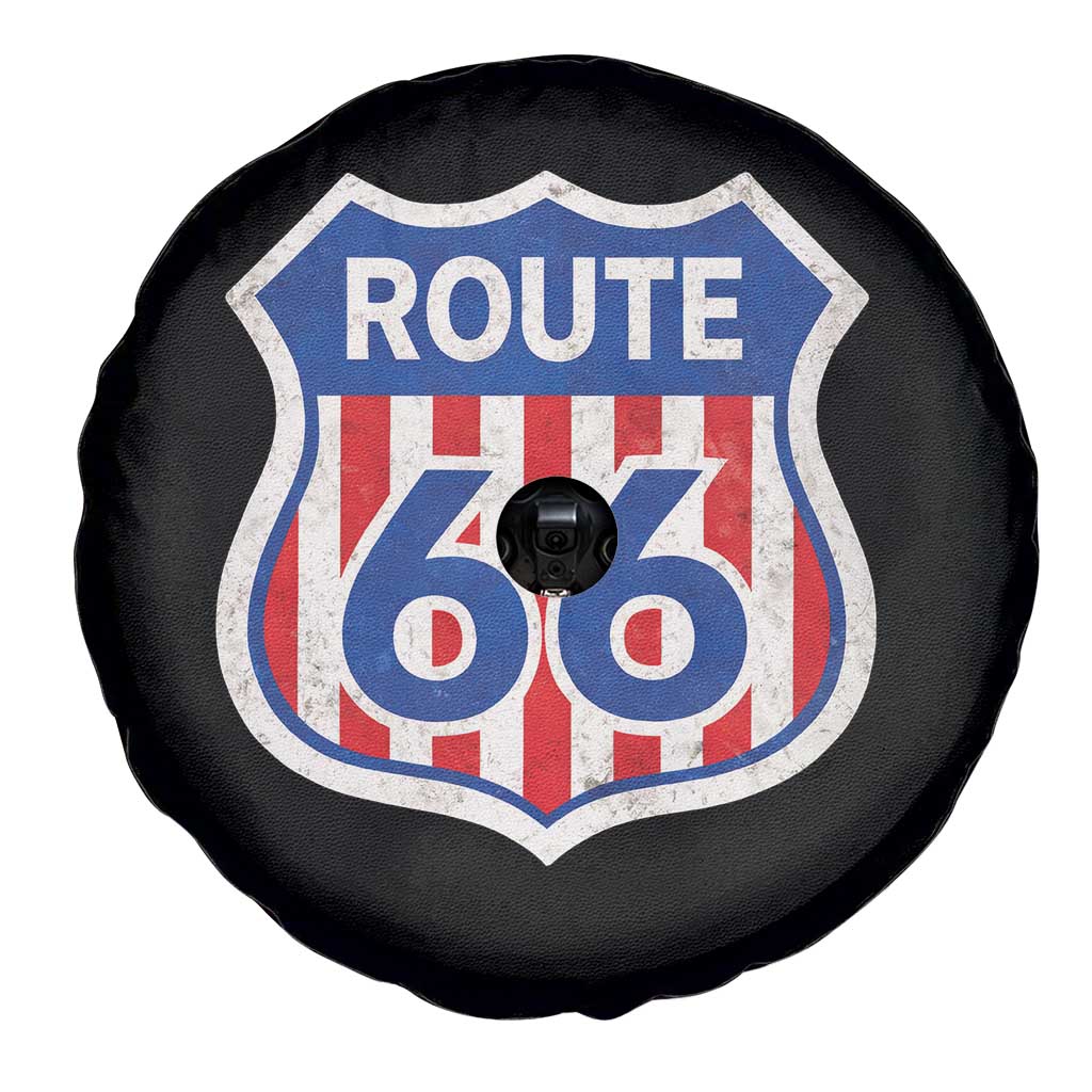 Vintage Route Highway 66 Historical Sign Distressed American Flag Road Trip Spare Tire Cover TS11 Print Your Wear