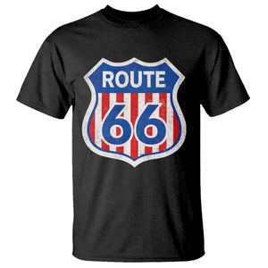 Vintage Route Highway 66 Historical Sign Distressed American Flag Road Trip T Shirt TS11 Black Print Your Wear