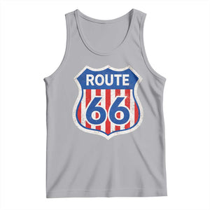 Vintage Route Highway 66 Historical Sign Distressed American Flag Road Trip Tank Top TS11 Athletic Heather Print Your Wear