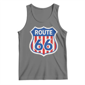 Vintage Route Highway 66 Historical Sign Distressed American Flag Road Trip Tank Top TS11 Black Heather Print Your Wear