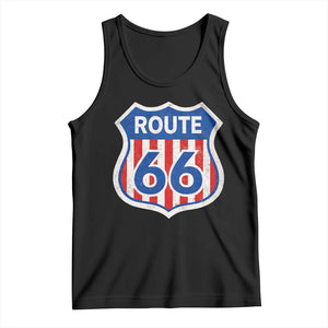 Vintage Route Highway 66 Historical Sign Distressed American Flag Road Trip Tank Top TS11 Black Print Your Wear