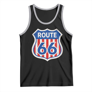 Vintage Route Highway 66 Historical Sign Distressed American Flag Road Trip Tank Top TS11 Black Athletic Heather Print Your Wear
