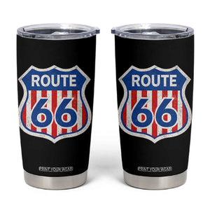 Vintage Route Highway 66 Historical Sign Distressed American Flag Road Trip Tumbler Cup TS11 Black Print Your Wear