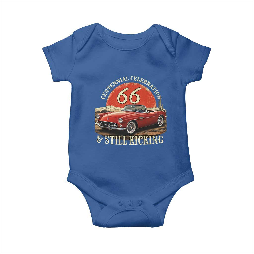 Route Highway 66 100 Years Anniversary Baby Onesie Centennial Celebration And Still Kicking Mother Road TS11 Royal Blue Print Your Wear