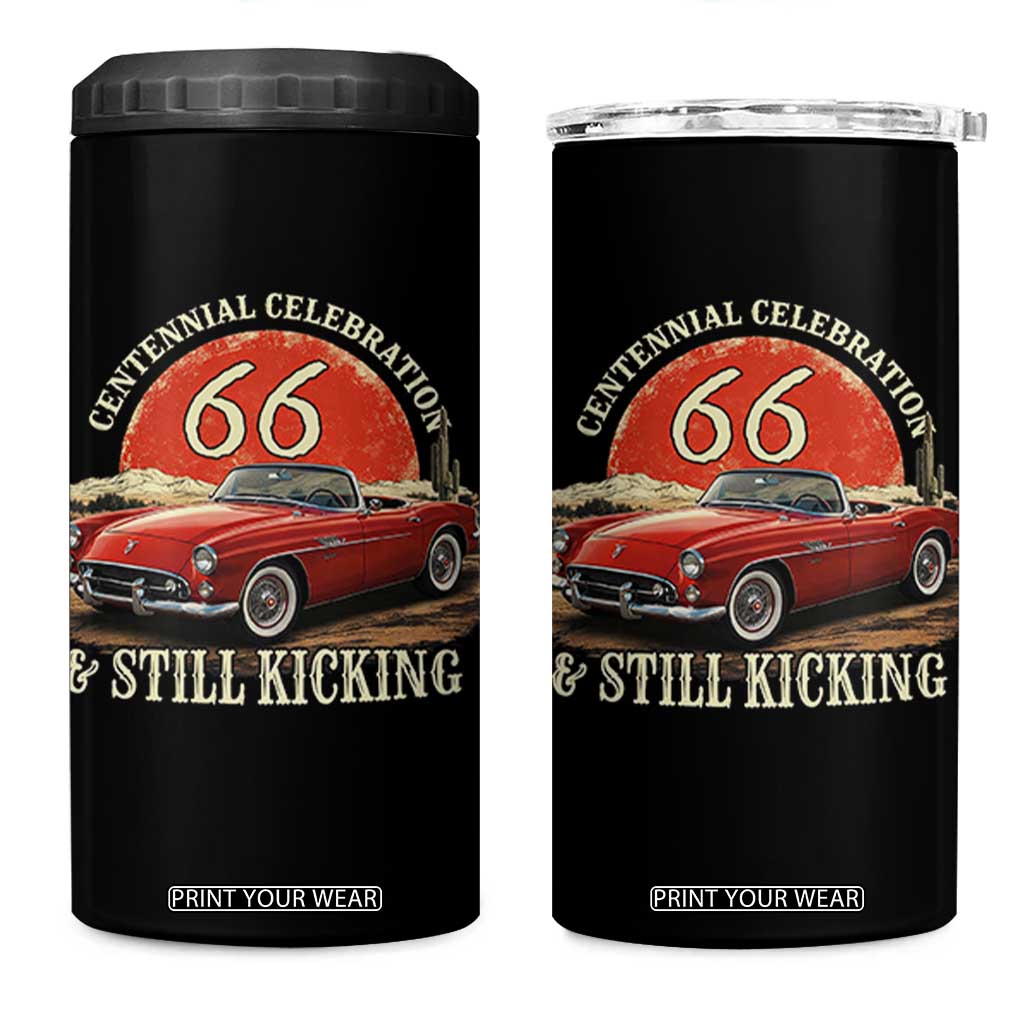 Route Highway 66 100 Years Anniversary 4 in 1 Can Cooler Tumbler Centennial Celebration And Still Kicking Mother Road TS11 One Size: 16 oz Black Print Your Wear