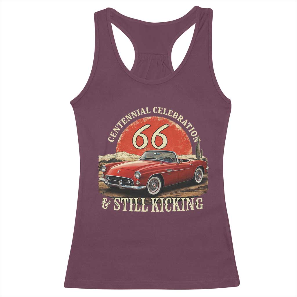Route Highway 66 100 Years Anniversary - Racerback Tank Top TS11 Maroon Print Your Wear