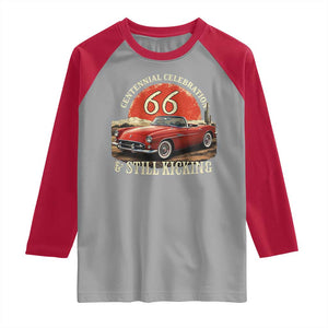 Route Highway 66 100 Years Anniversary Raglan Shirt Centennial Celebration And Still Kicking Mother Road TS11 Sport Gray Red Print Your Wear