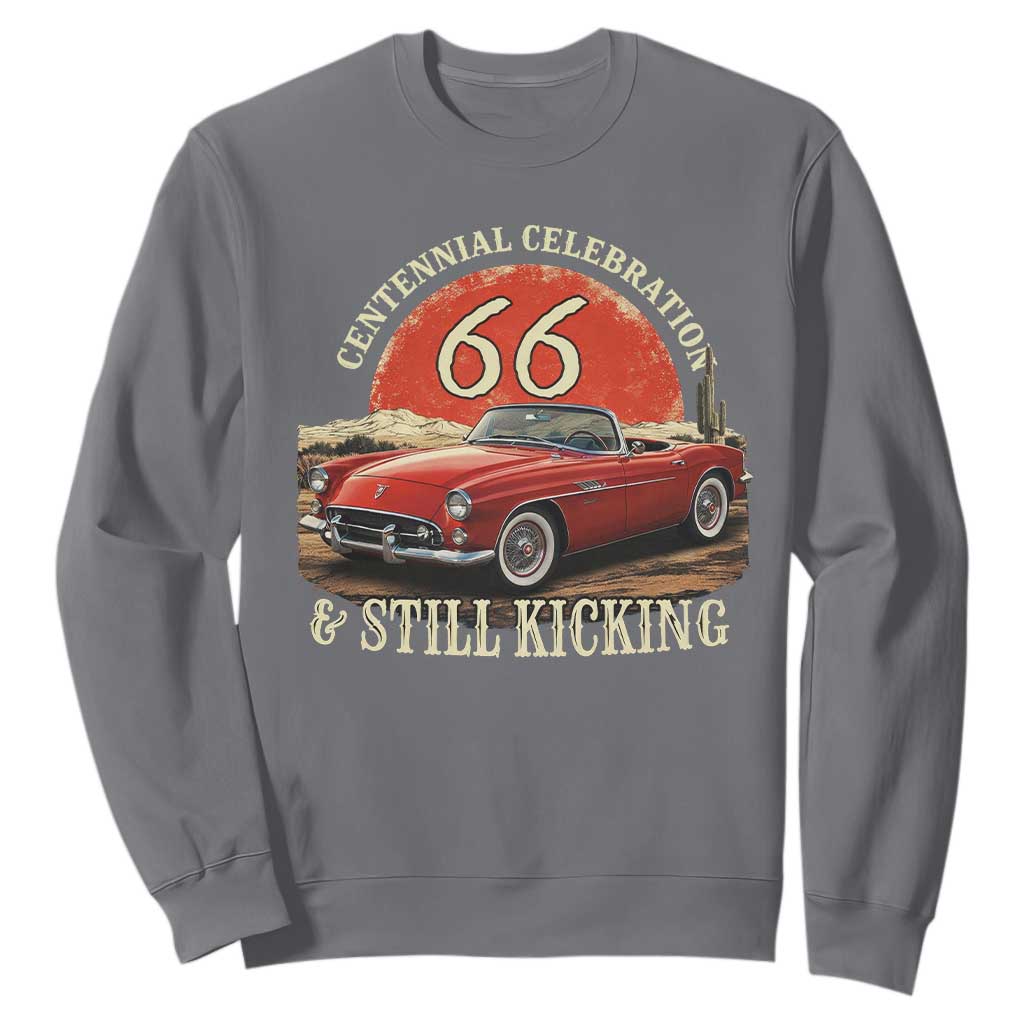 Route Highway 66 100 Years Anniversary Sweatshirt Centennial Celebration And Still Kicking Mother Road TS11 Charcoal Print Your Wear