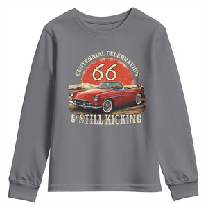 Route Highway 66 100 Years Anniversary Youth Sweatshirt Centennial Celebration And Still Kicking Mother Road TS11 Charcoal Print Your Wear