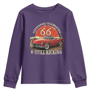 Route Highway 66 100 Years Anniversary Youth Sweatshirt Centennial Celebration And Still Kicking Mother Road TS11 Purple Print Your Wear
