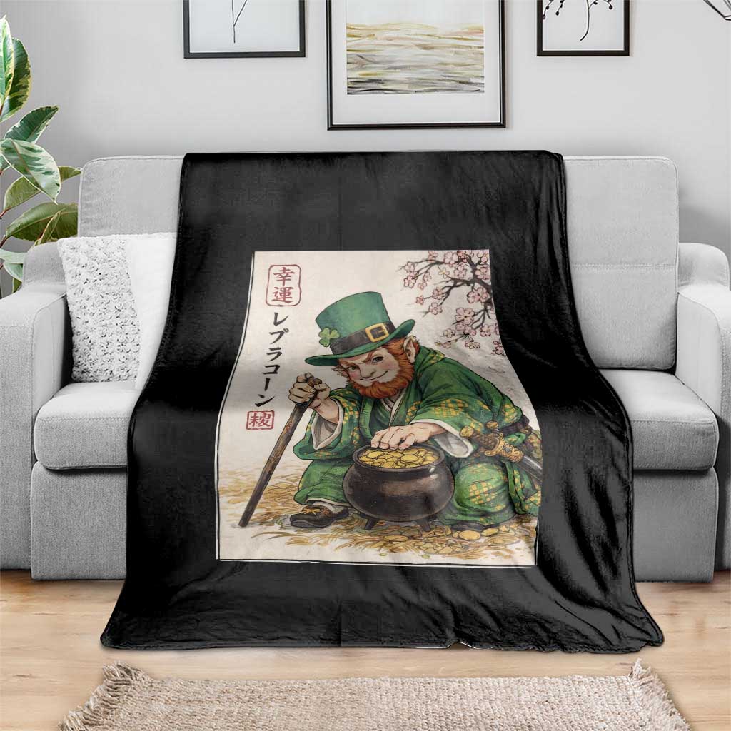 Vintage Japanese Leprechaun St Patricks Day Shamrock Ukiyo e Art Throw Blanket TS11 Print Your Wear