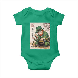 Vintage Japanese Leprechaun St Patricks Day Shamrock Ukiyo e Art Baby Onesie TS11 Irish Green Print Your Wear