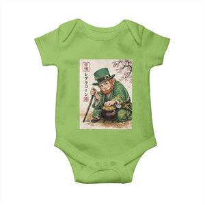 Vintage Japanese Leprechaun St Patricks Day Shamrock Ukiyo e Art Baby Onesie TS11 Lime Print Your Wear