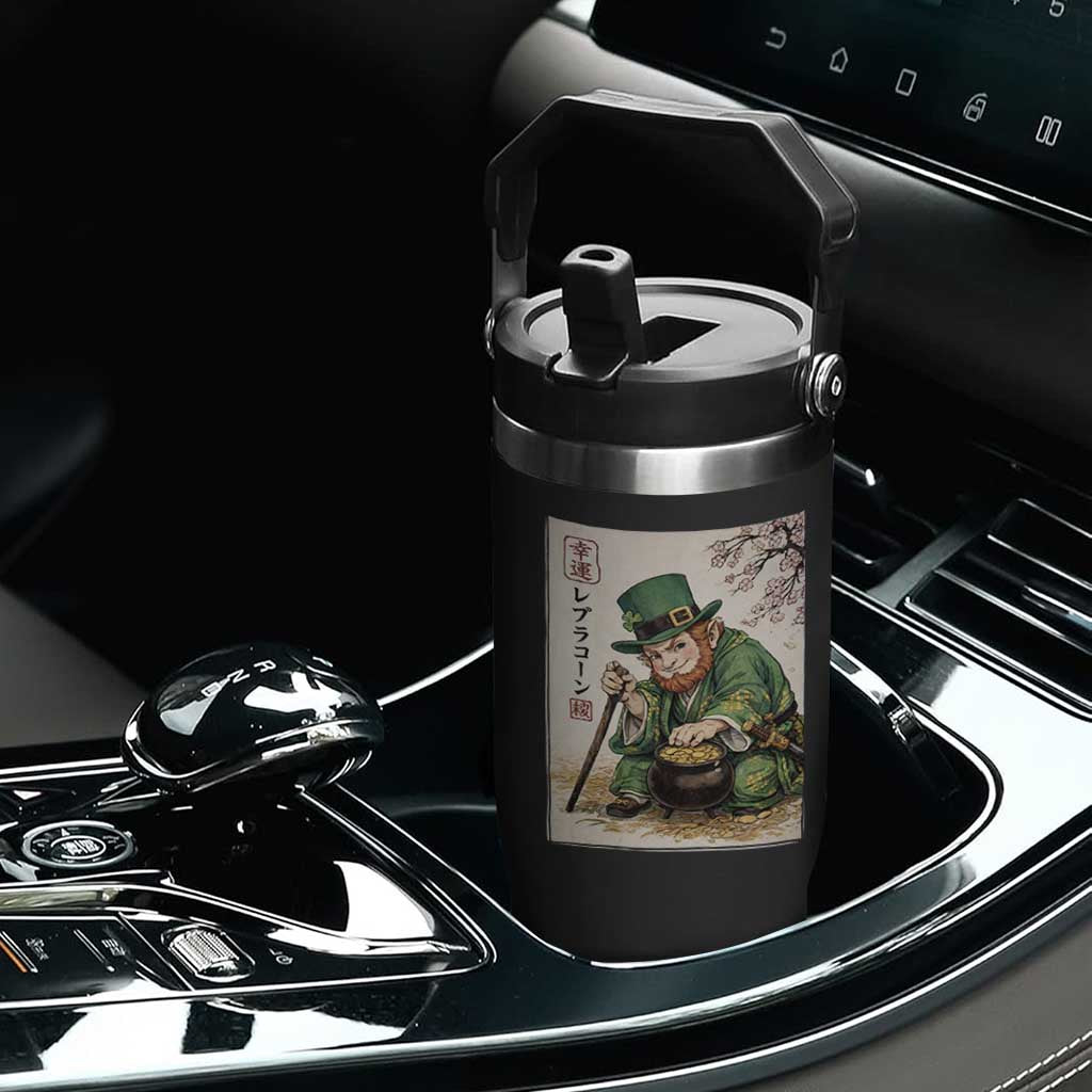 Vintage Japanese Leprechaun St Patricks Day Shamrock Ukiyo e Art Flip Straw Tumbler TS11 Print Your Wear
