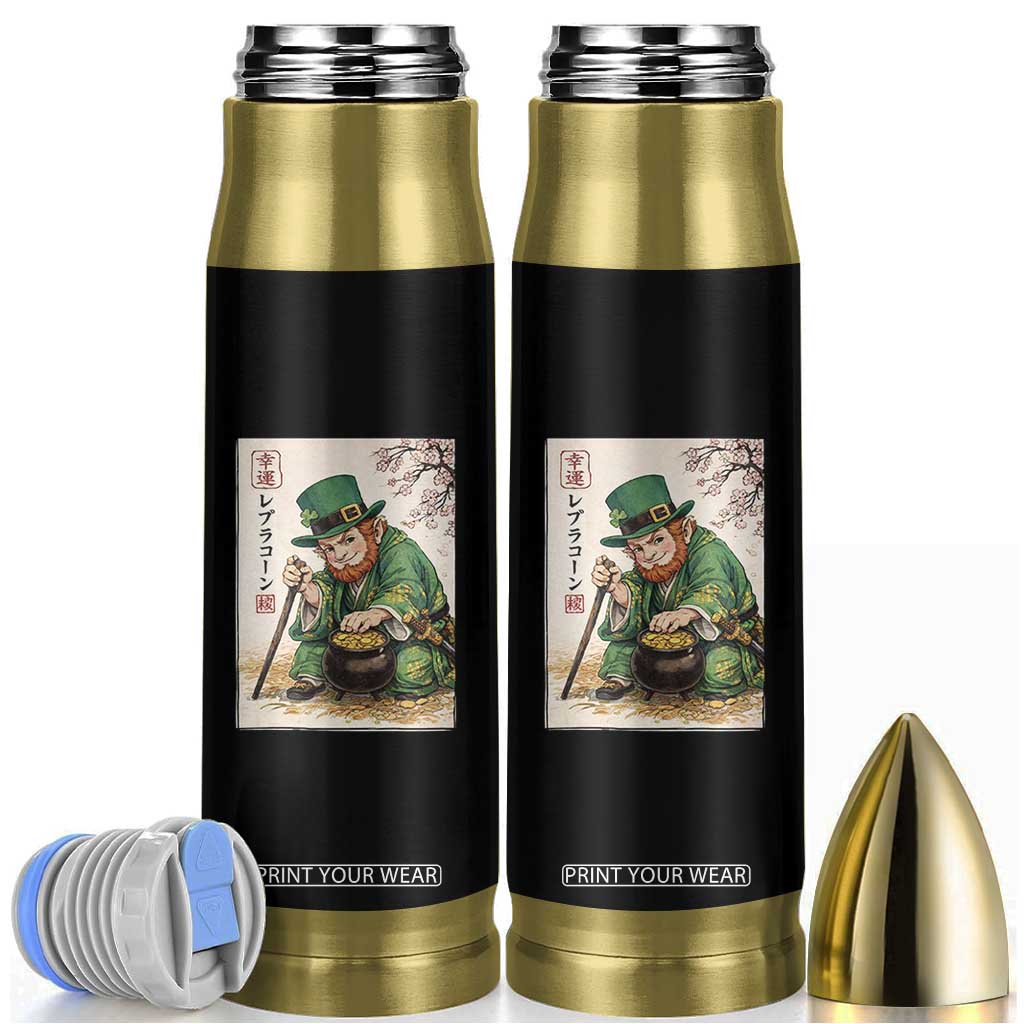 Vintage Japanese Leprechaun St Patricks Day Shamrock Ukiyo e Art Bullet Tumbler TS11 Black Print Your Wear