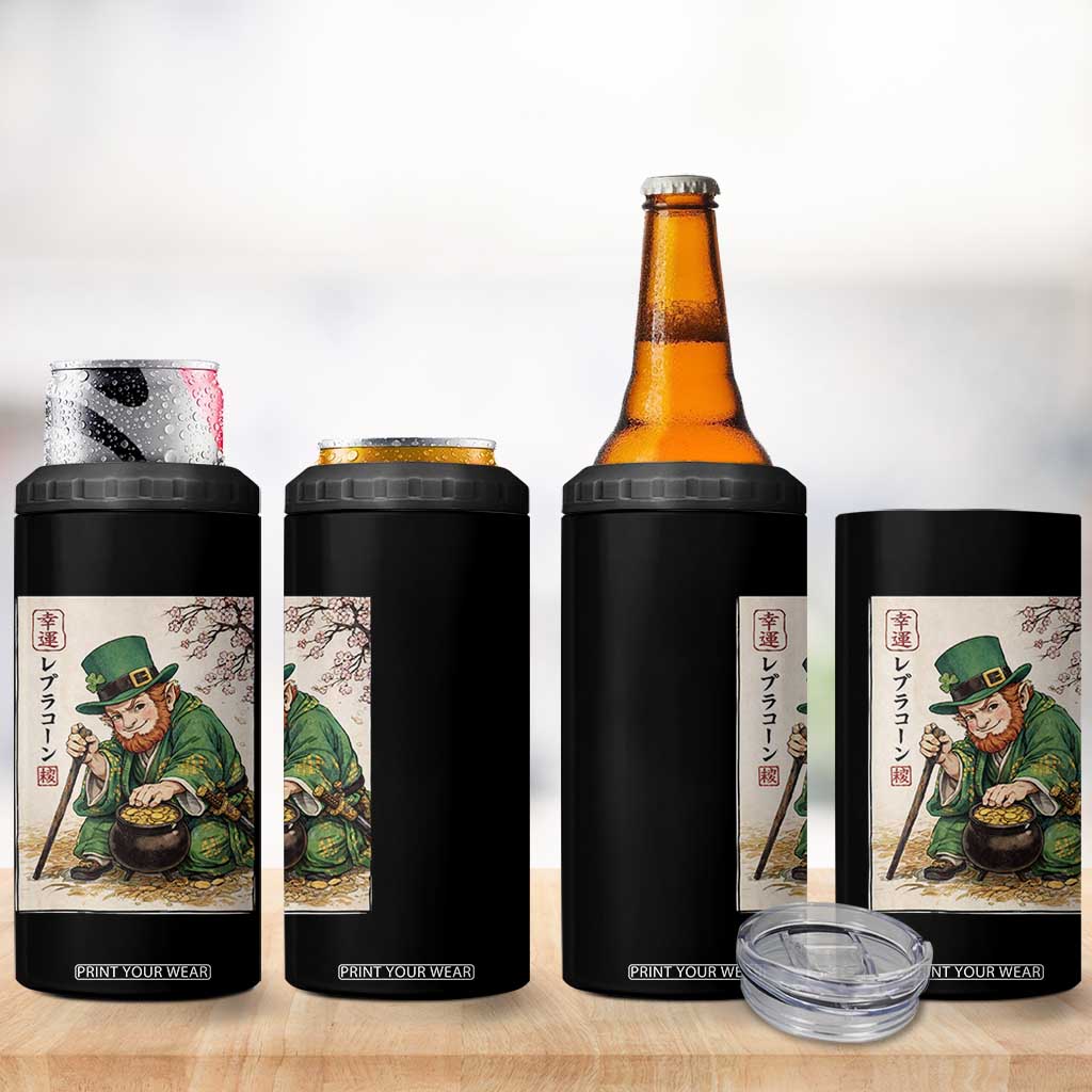 Vintage Japanese Leprechaun St Patricks Day Shamrock Ukiyo e Art 4 in 1 Can Cooler Tumbler TS11 Print Your Wear