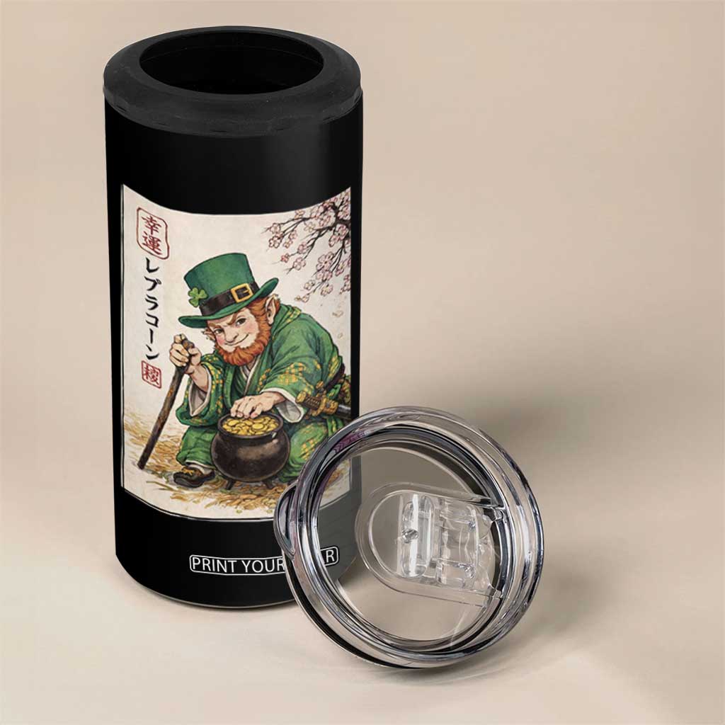 Vintage Japanese Leprechaun St Patricks Day Shamrock Ukiyo e Art 4 in 1 Can Cooler Tumbler TS11 Print Your Wear