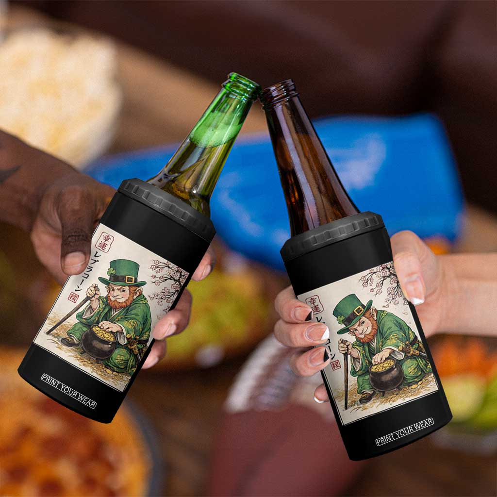 Vintage Japanese Leprechaun St Patricks Day Shamrock Ukiyo e Art 4 in 1 Can Cooler Tumbler TS11 Print Your Wear