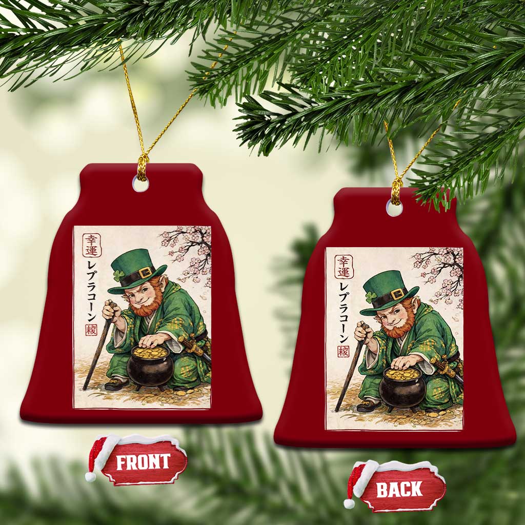 Vintage Japanese Leprechaun St Patricks Day Shamrock Ukiyo e Art Ceramic Ornament TS11 Print Your Wear