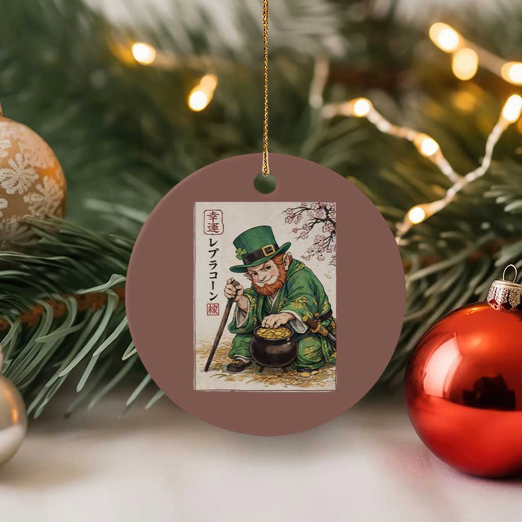 Vintage Japanese Leprechaun St Patricks Day Shamrock Ukiyo e Art Ceramic Ornament TS11 1pc Mocha Print Your Wear