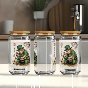 Vintage Japanese Leprechaun St Patricks Day Shamrock Ukiyo e Art Glass Can TS11 Print Your Wear