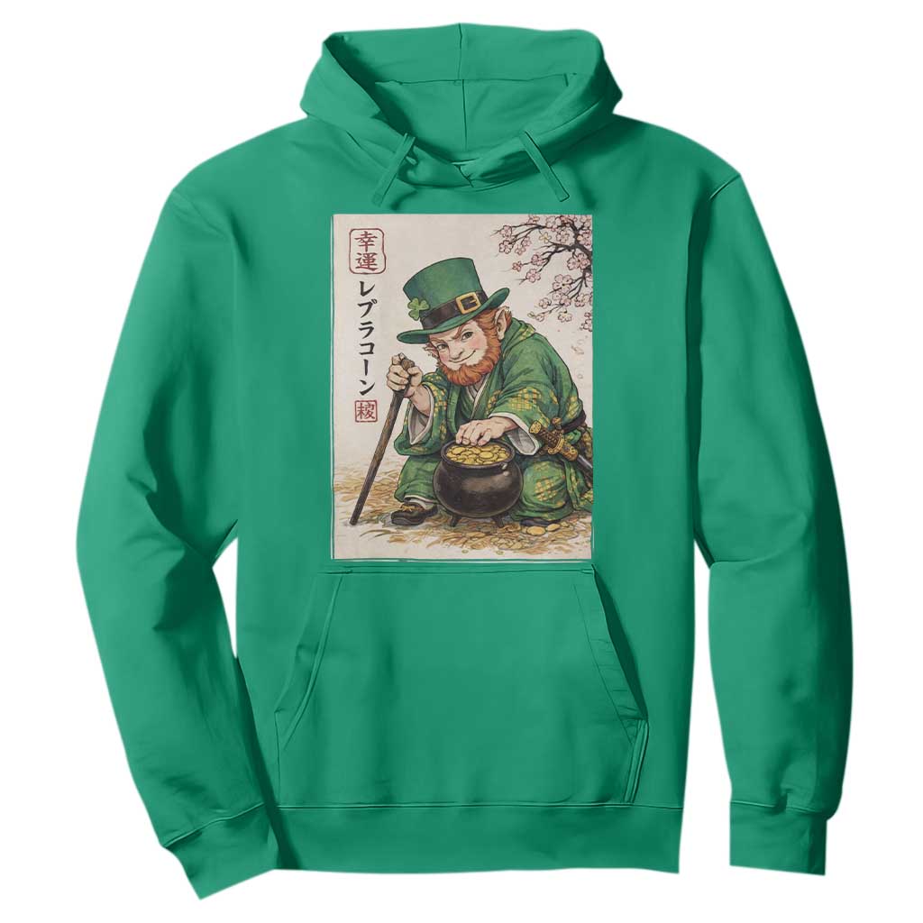 Vintage Japanese Leprechaun St Patricks Day Shamrock Ukiyo e Art Hoodie TS11 Irish Green Print Your Wear