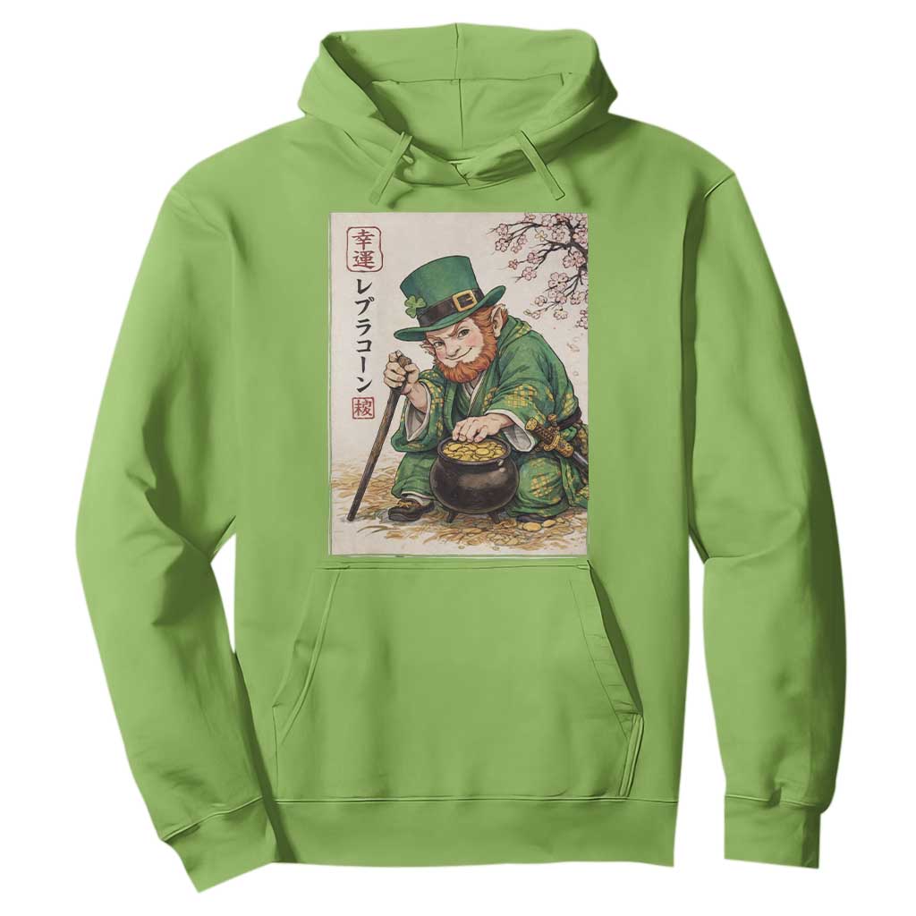 Vintage Japanese Leprechaun St Patricks Day Shamrock Ukiyo e Art Hoodie TS11 Lime Print Your Wear