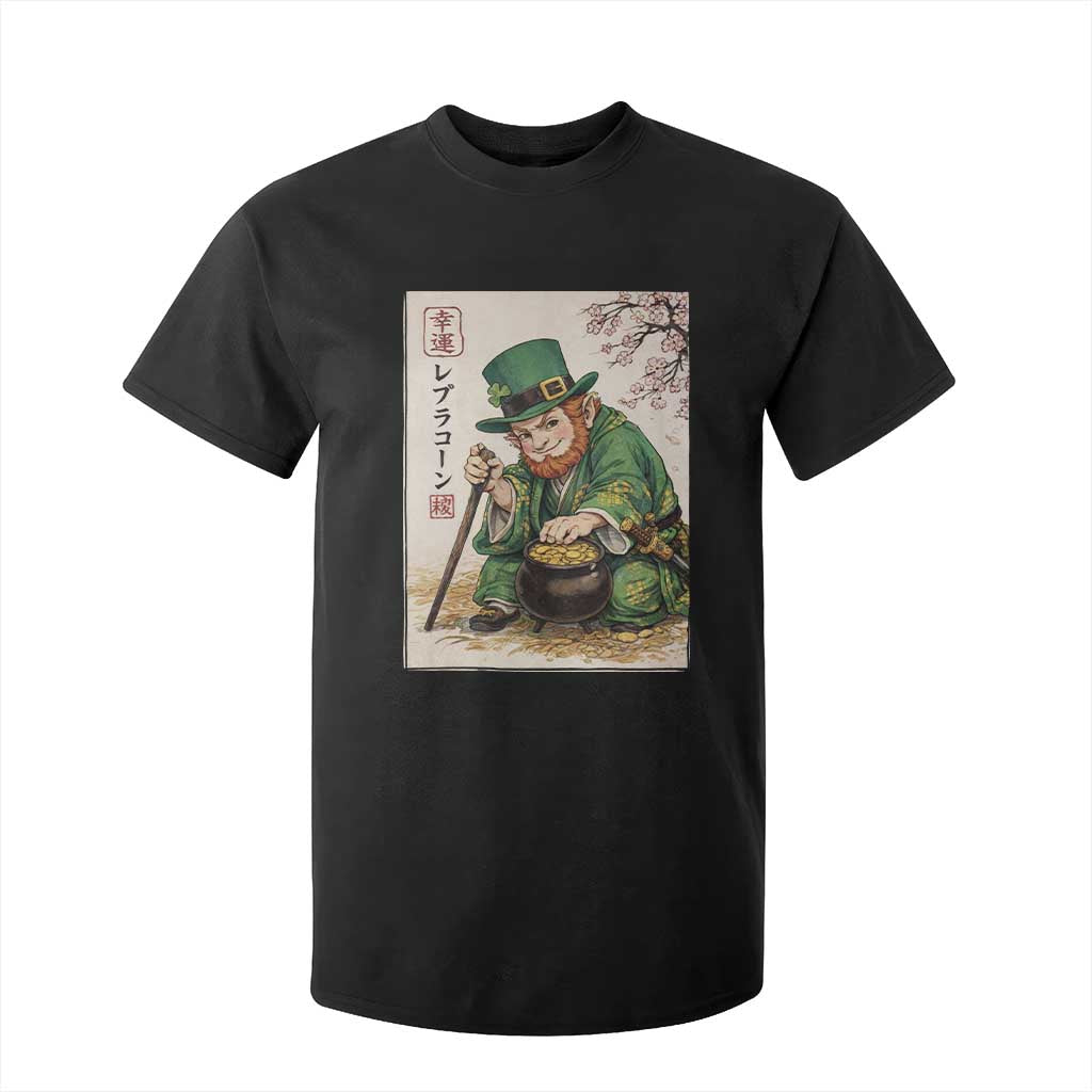 Vintage Japanese Leprechaun St Patricks Day Shamrock Ukiyo e Art T Shirt For Kid TS11 Black Print Your Wear