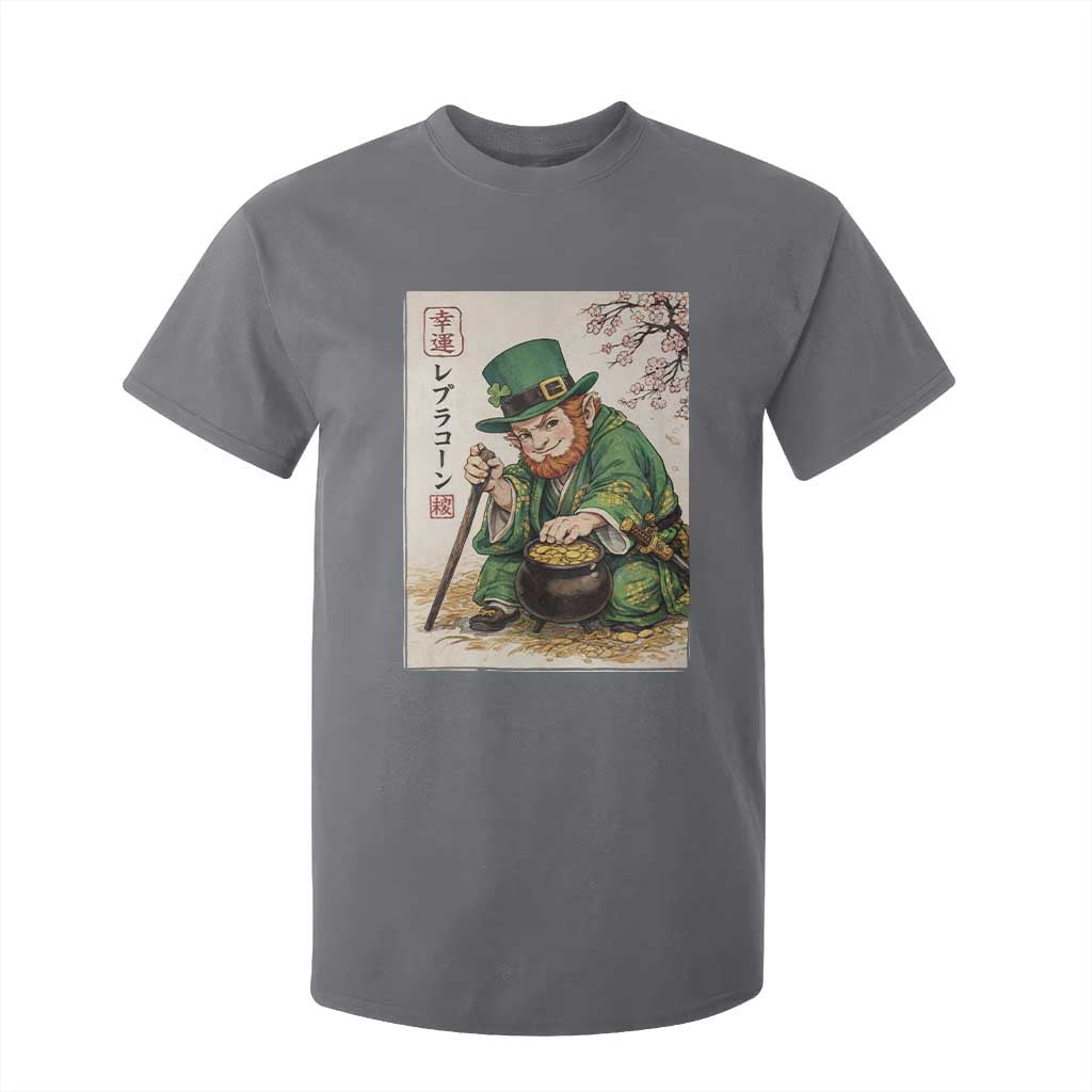Vintage Japanese Leprechaun St Patricks Day Shamrock Ukiyo e Art T Shirt For Kid TS11 Charcoal Print Your Wear