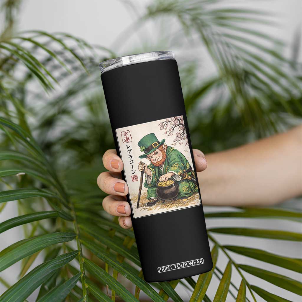 Vintage Japanese Leprechaun St Patricks Day Shamrock Ukiyo e Art Skinny Tumbler TS11 Print Your Wear