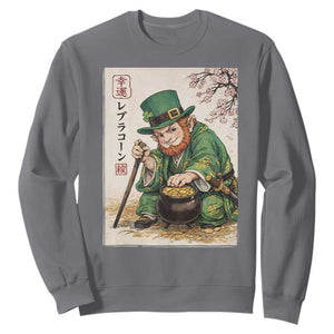 Vintage Japanese Leprechaun St Patricks Day Shamrock Ukiyo e Art Sweatshirt TS11 Charcoal Print Your Wear