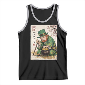 Vintage Japanese Leprechaun St Patricks Day Shamrock Ukiyo e Art Tank Top TS11 Black Athletic Heather Print Your Wear